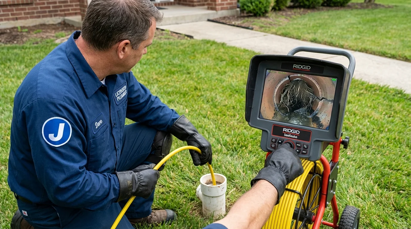 Sewer camera inspection being performed by Johns Plumbing LLC in Hayti