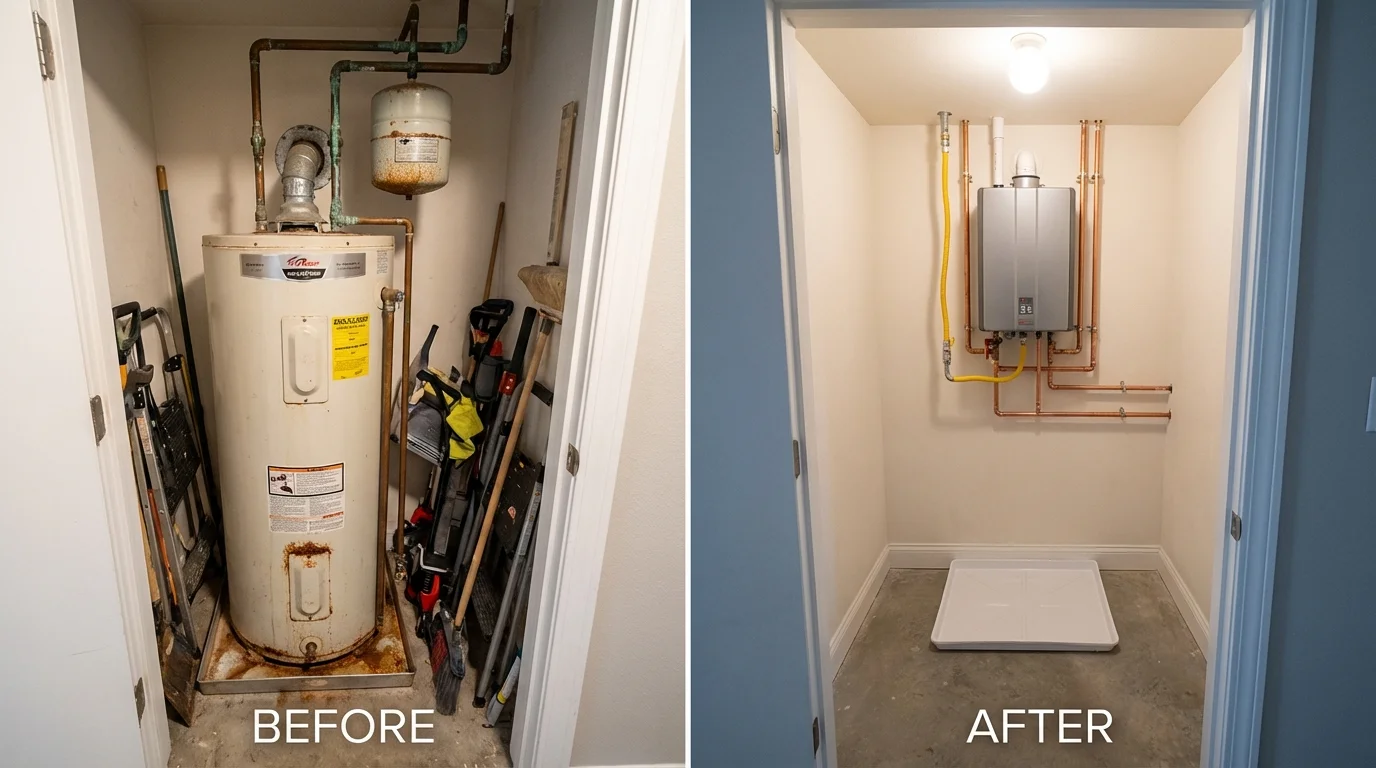 Tank water heater versus wall-mounted tankless unit comparison for Hayti, MO homeowners
